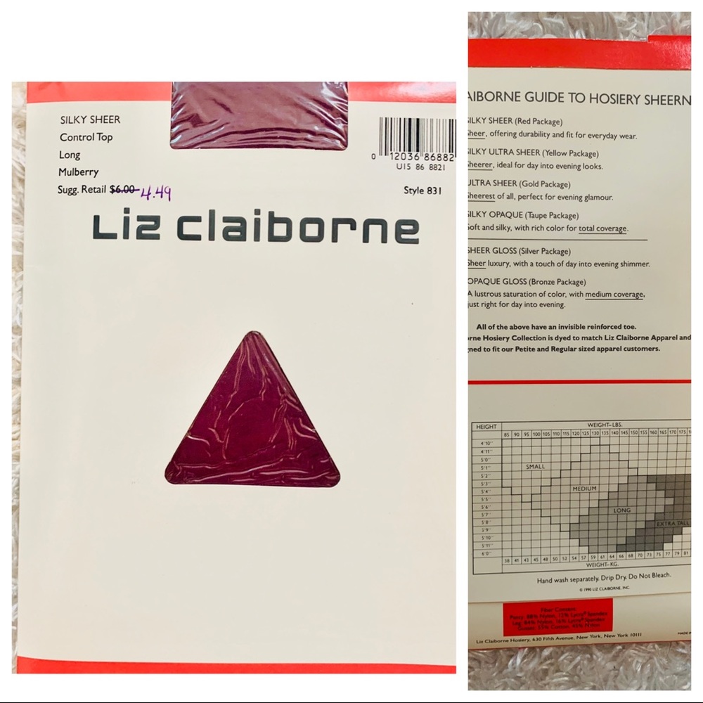 Vintage Liz Claiborne silky control top pantyhose